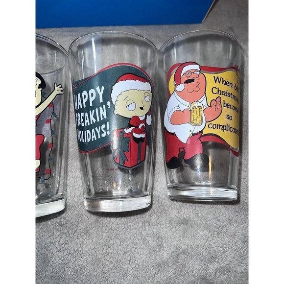 FAMILY GUY 16 oz Drinking Beverage Glasses Peter Lois Stewie Brian Set of 4 - Picture 6 of 12